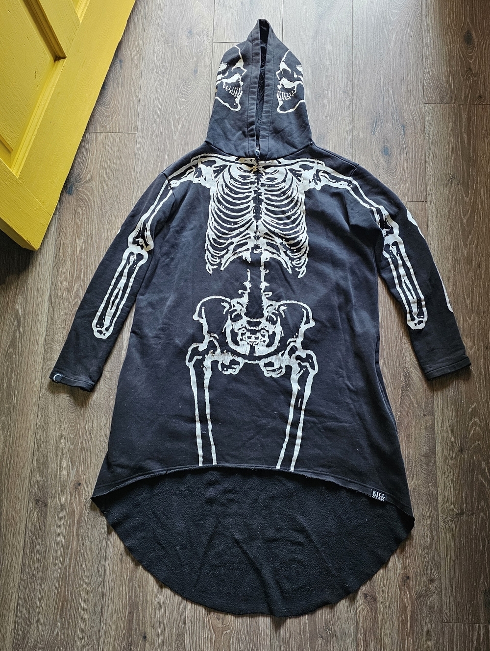 Killstar Skeleton Longline Hoodie Dress Tunic Unisex Small